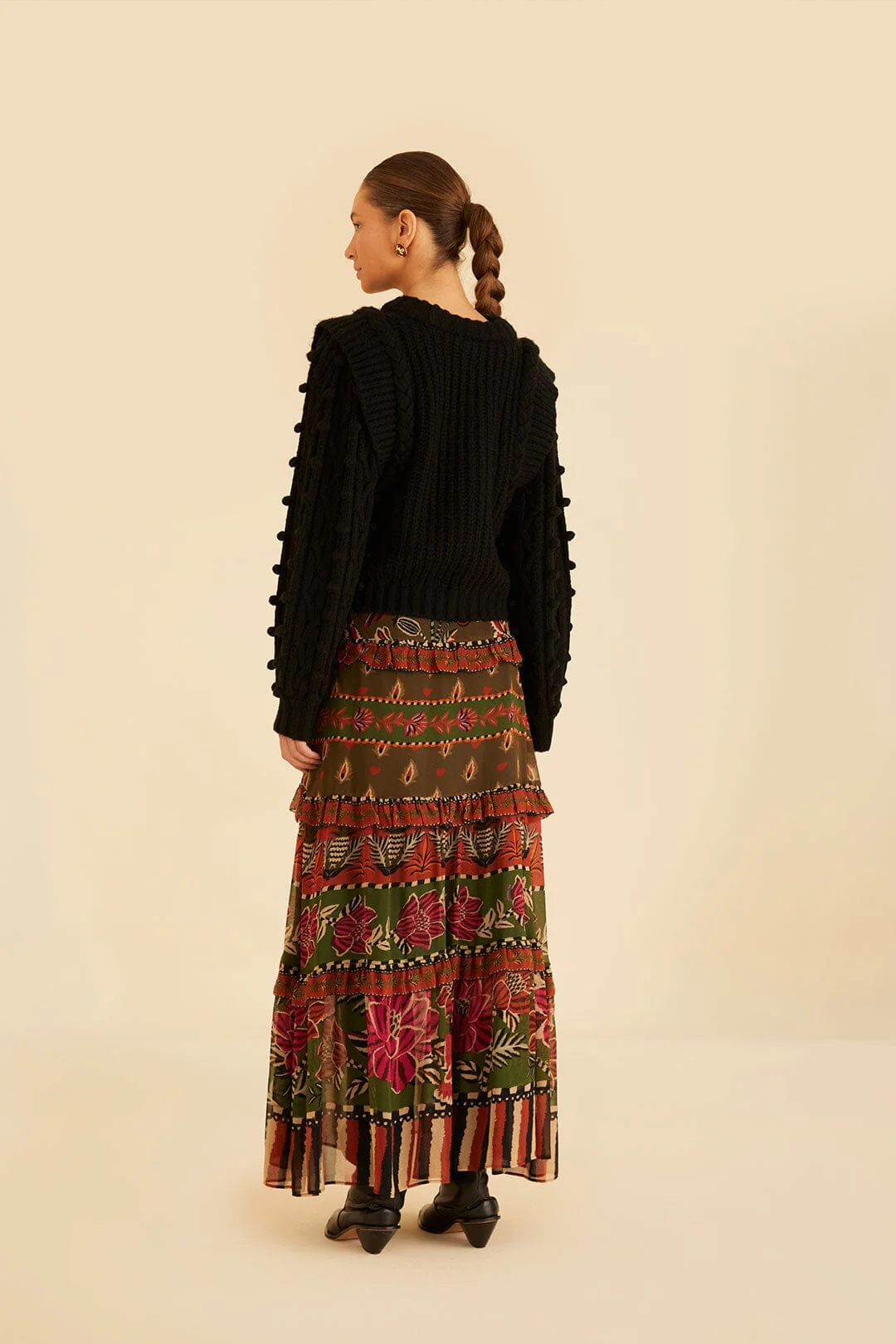 Multicolor Ainika Floral Garden Tiered Maxi Skirt - Image 4