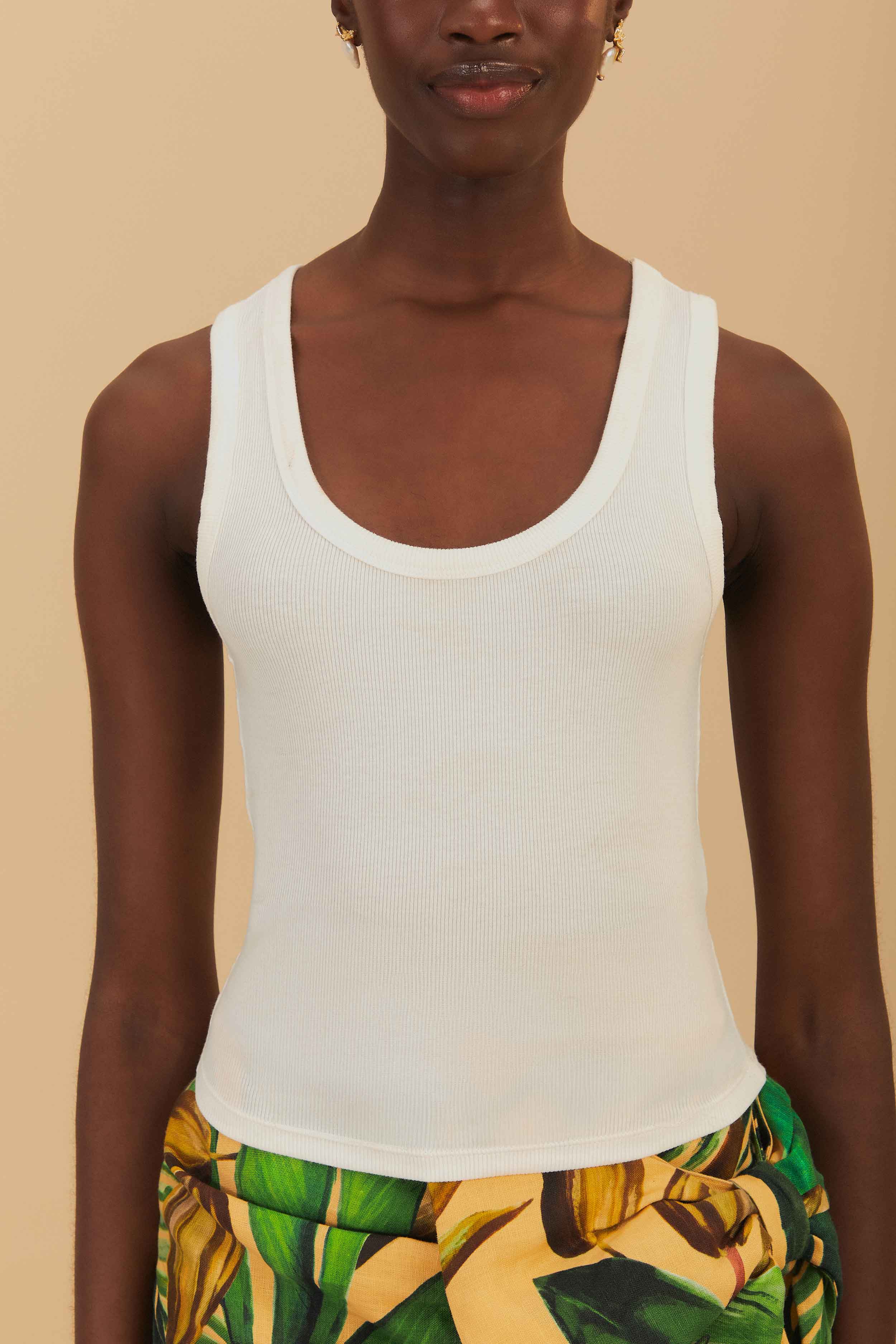Off-White Banana Embroidered Organic Cotton Tank Top - Image 3