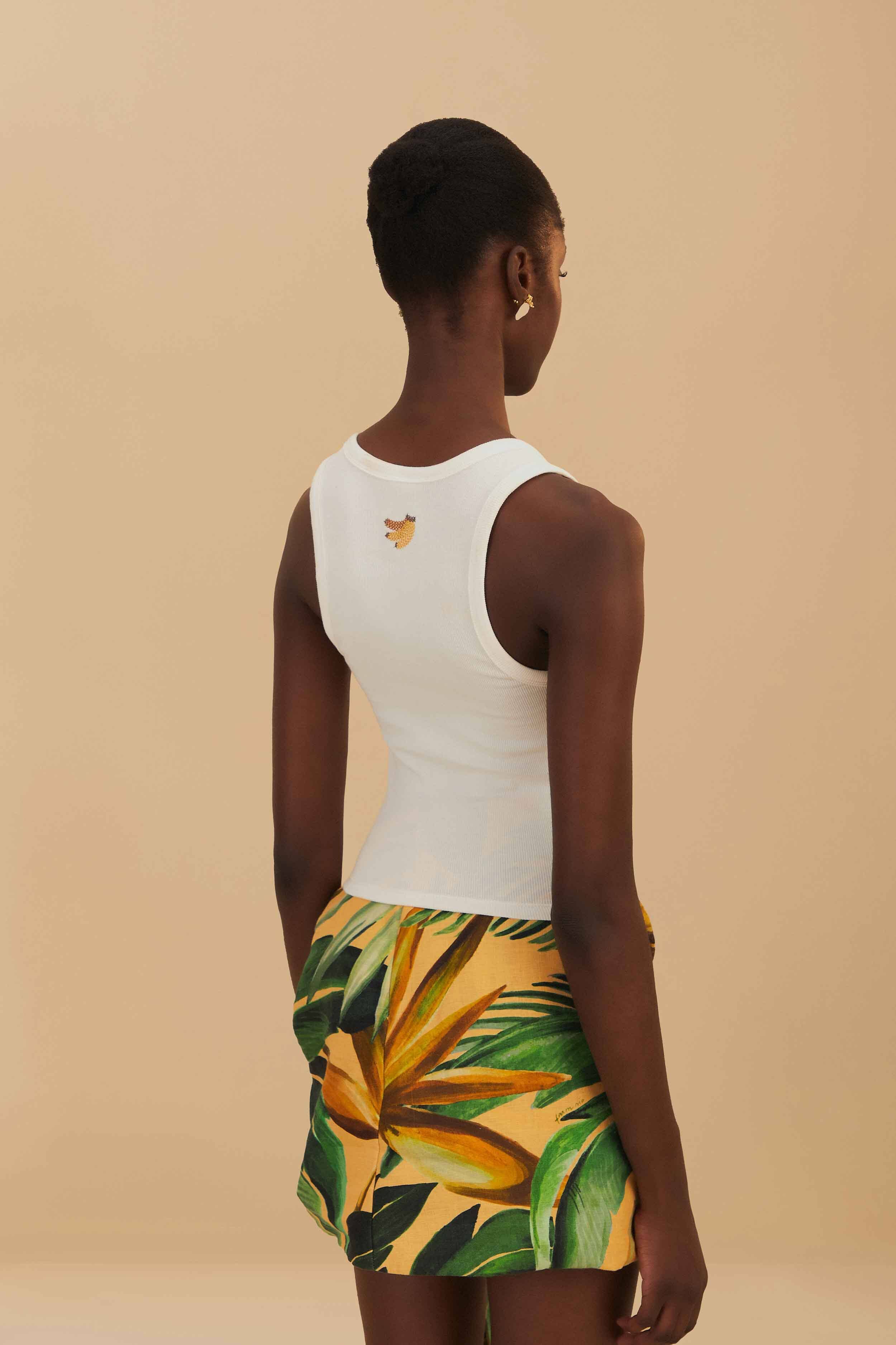 Off-White Banana Embroidered Organic Cotton Tank Top - Image 4