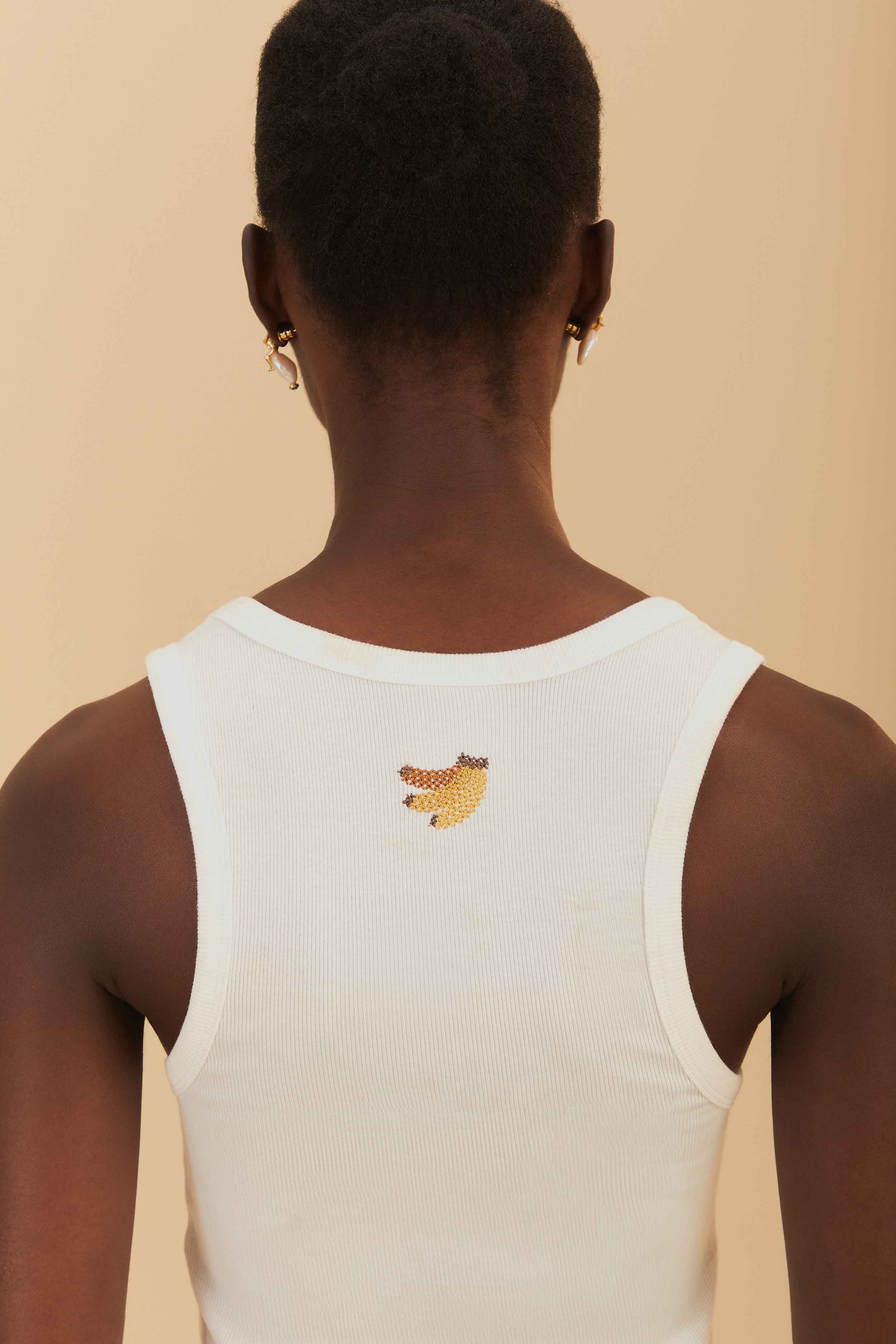 Off-White Banana Embroidered Organic Cotton Tank Top - Image 5
