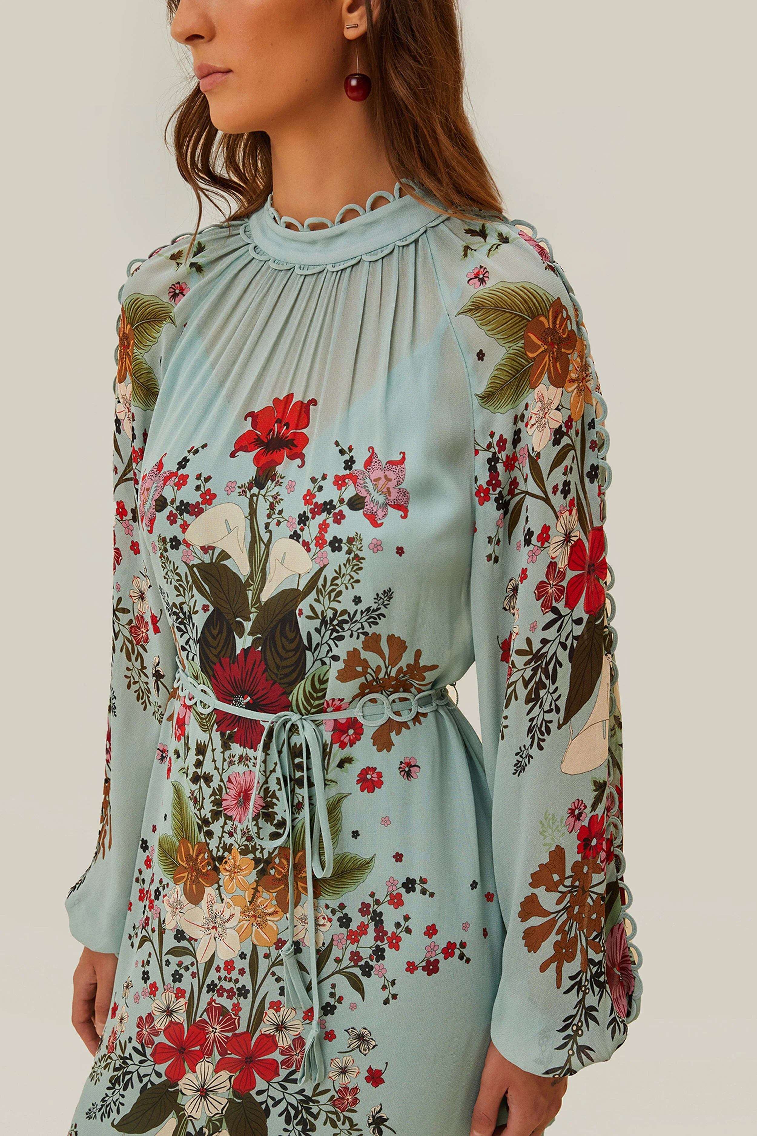Blue Beauty Bouquet Long Sleeve Maxi Dress - Image 3