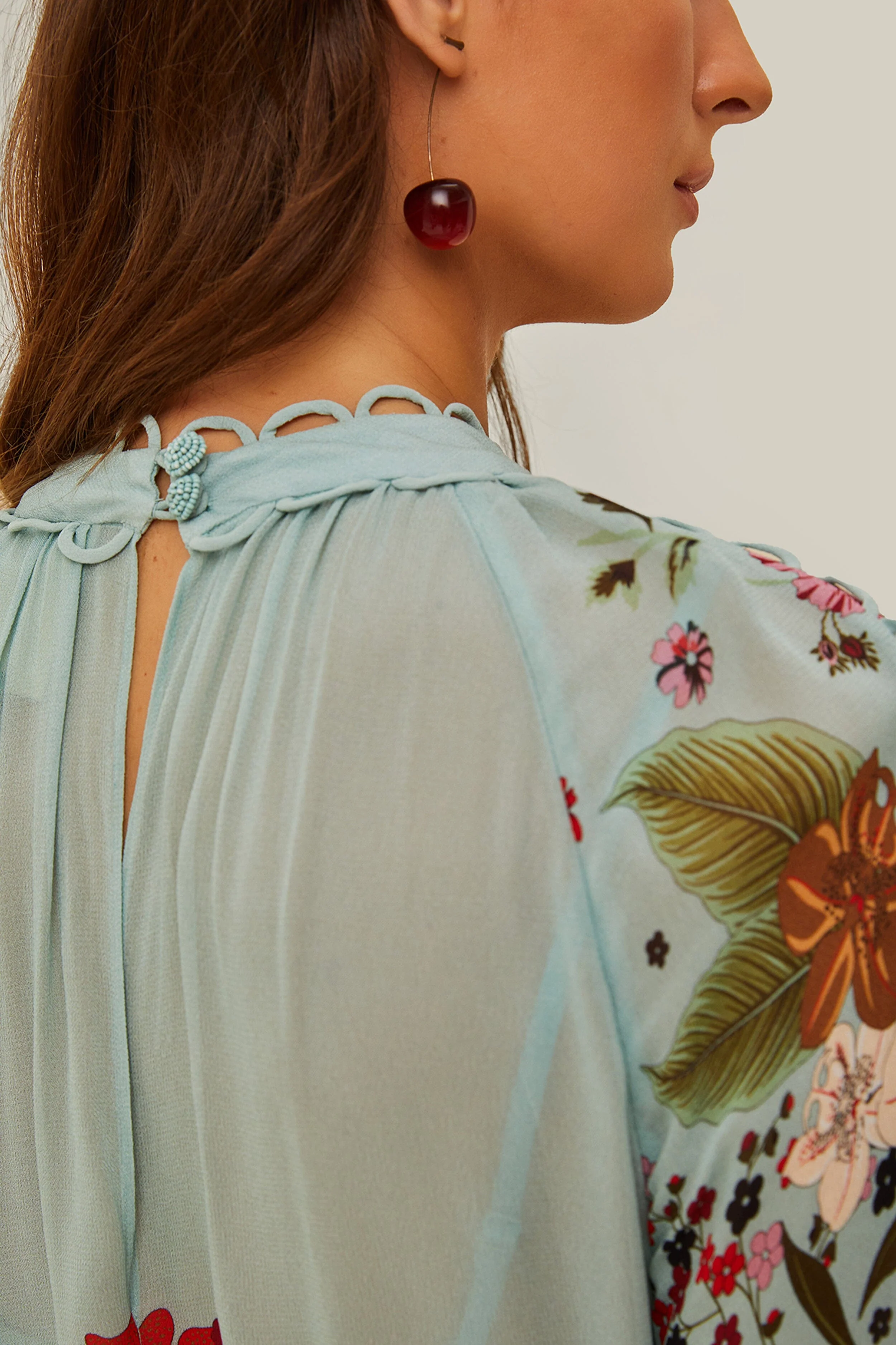 Blue Beauty Bouquet Long Sleeve Maxi Dress - Image 5