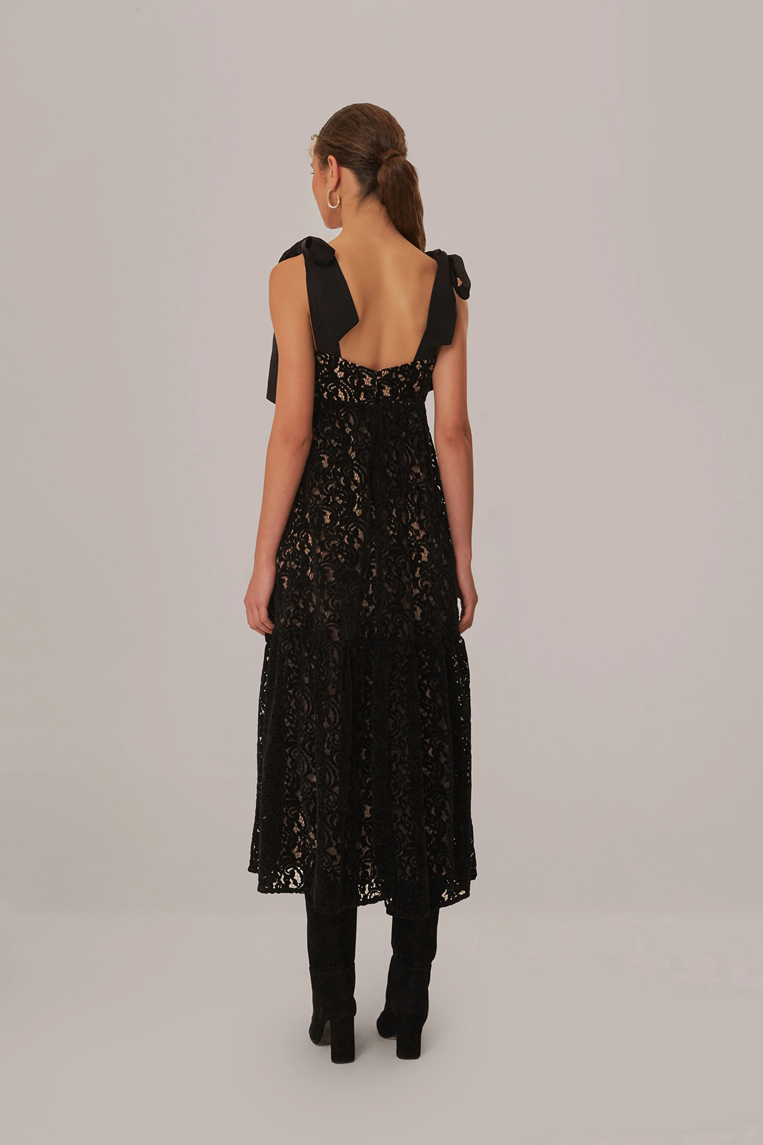 Black Velvet Lace Sleeveless Maxi Dress - Image 4