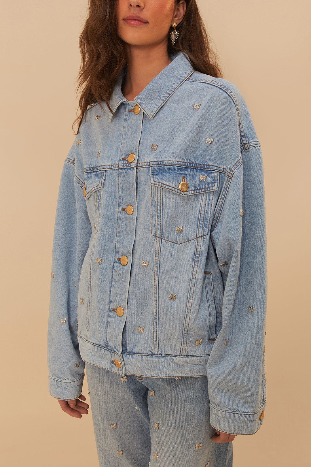 Bows Embroidery Denim Jacket - Image 4