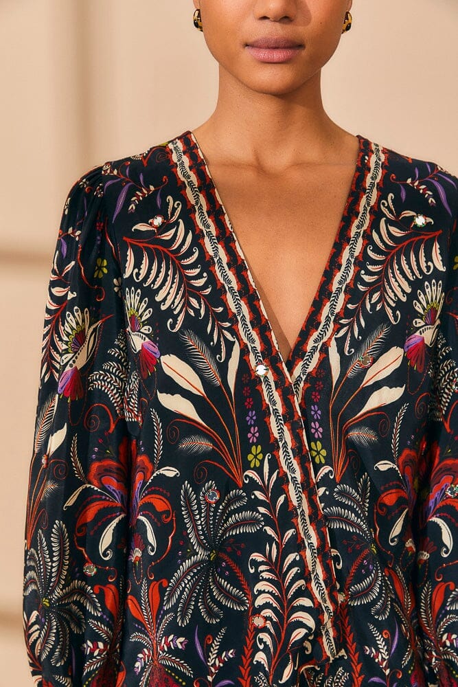 Black Classic Garden Mirror Trim Blouse - Image 4