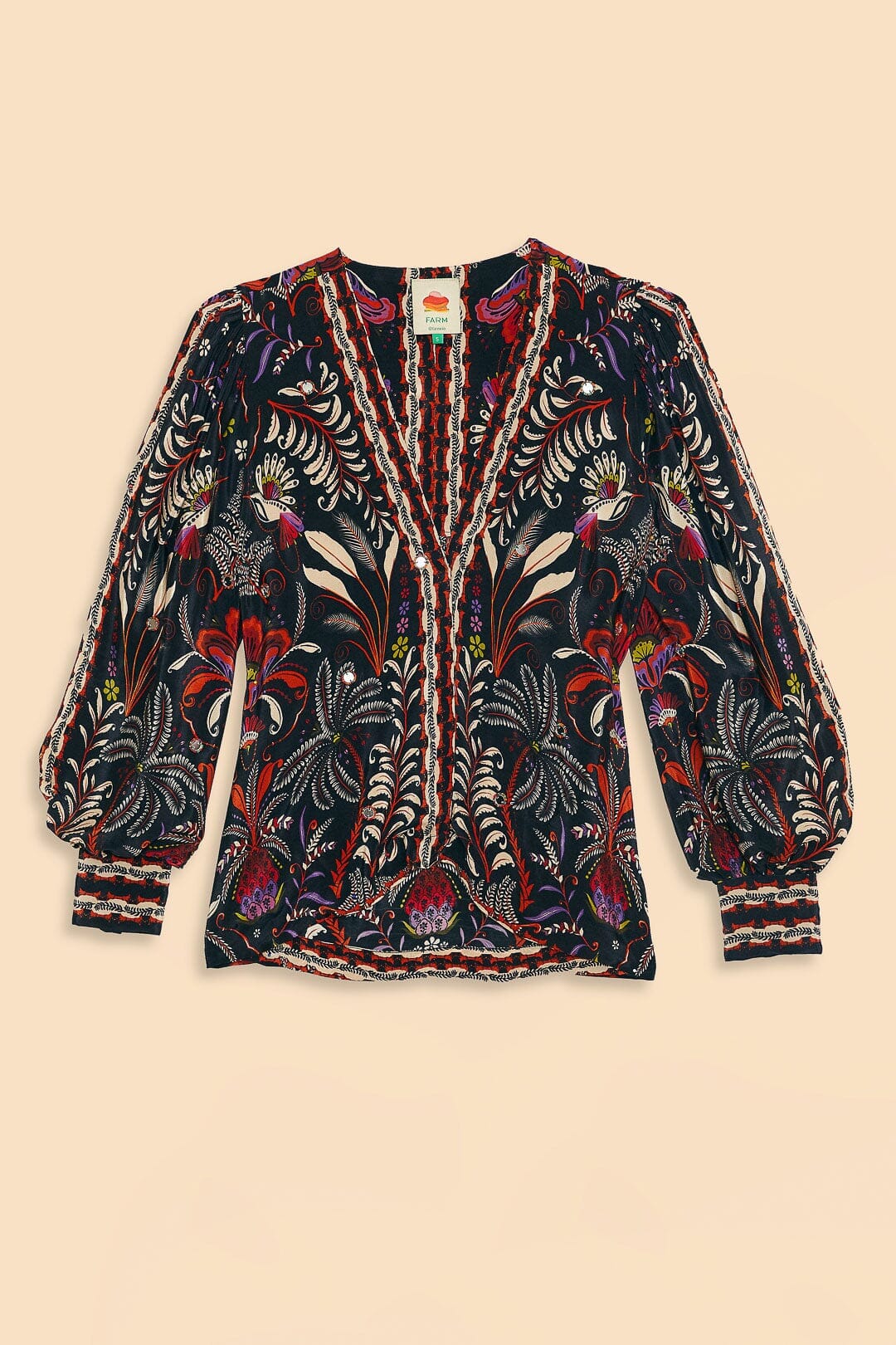Black Classic Garden Mirror Trim Blouse - Image 6