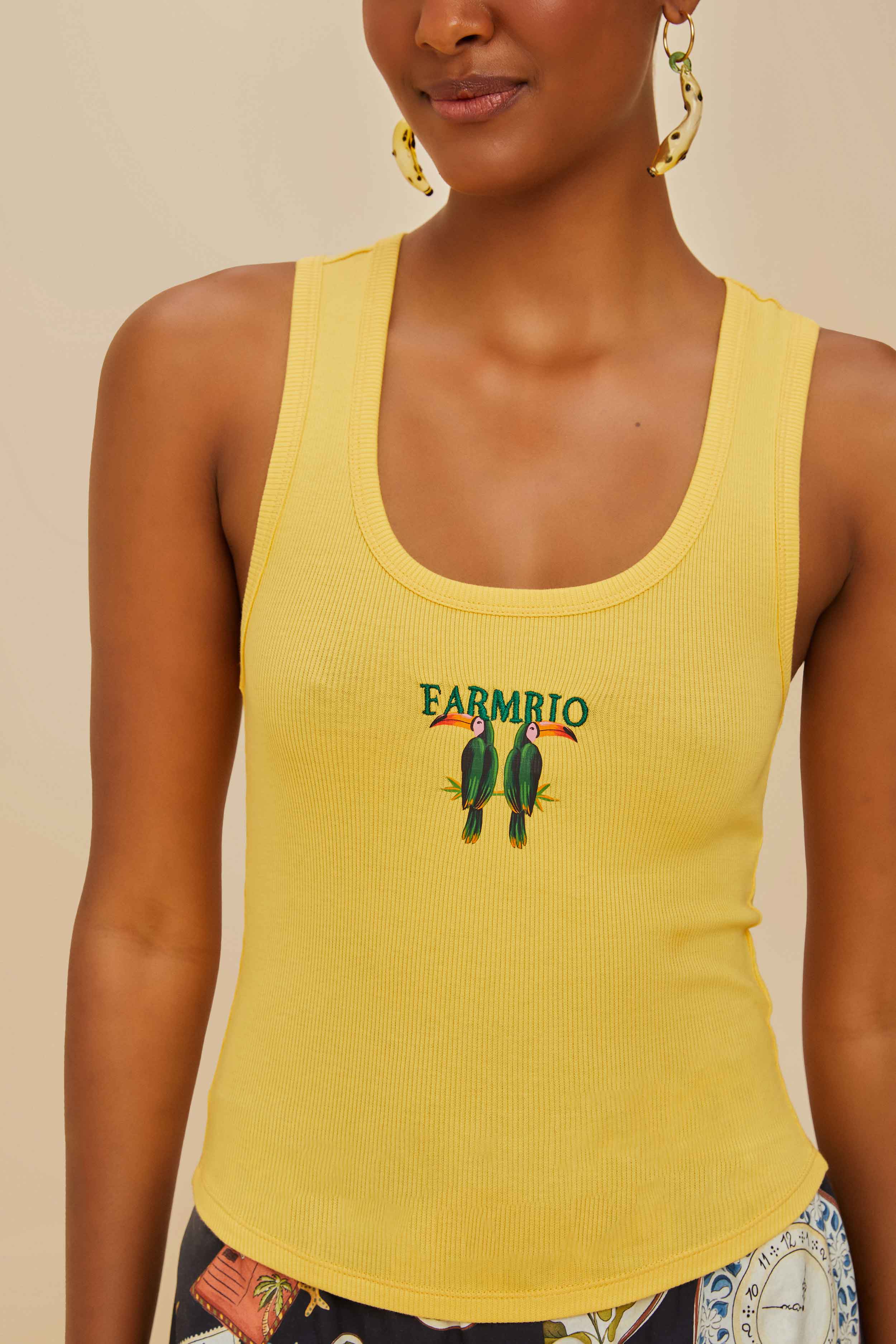 Yellow Farmrio Toucan Organic Cotton Tank Top - Image 3