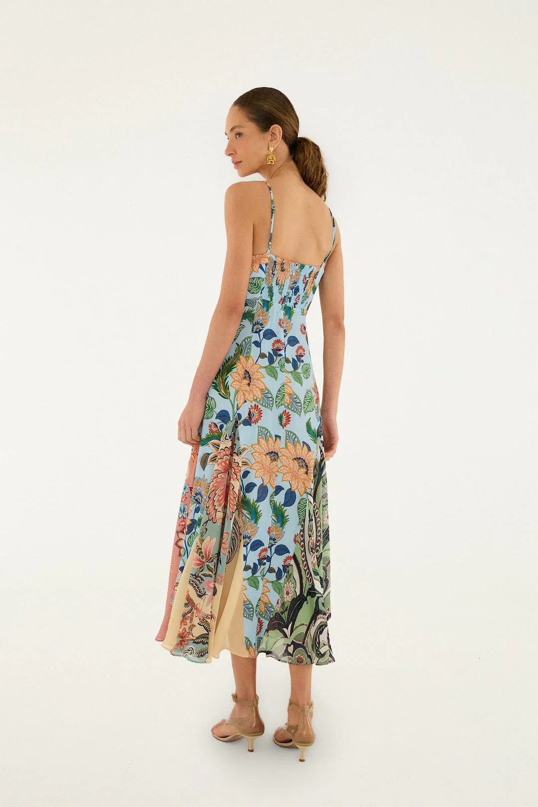 Light Blue Floral Delhi Sleeveless Maxi Dress - Image 3