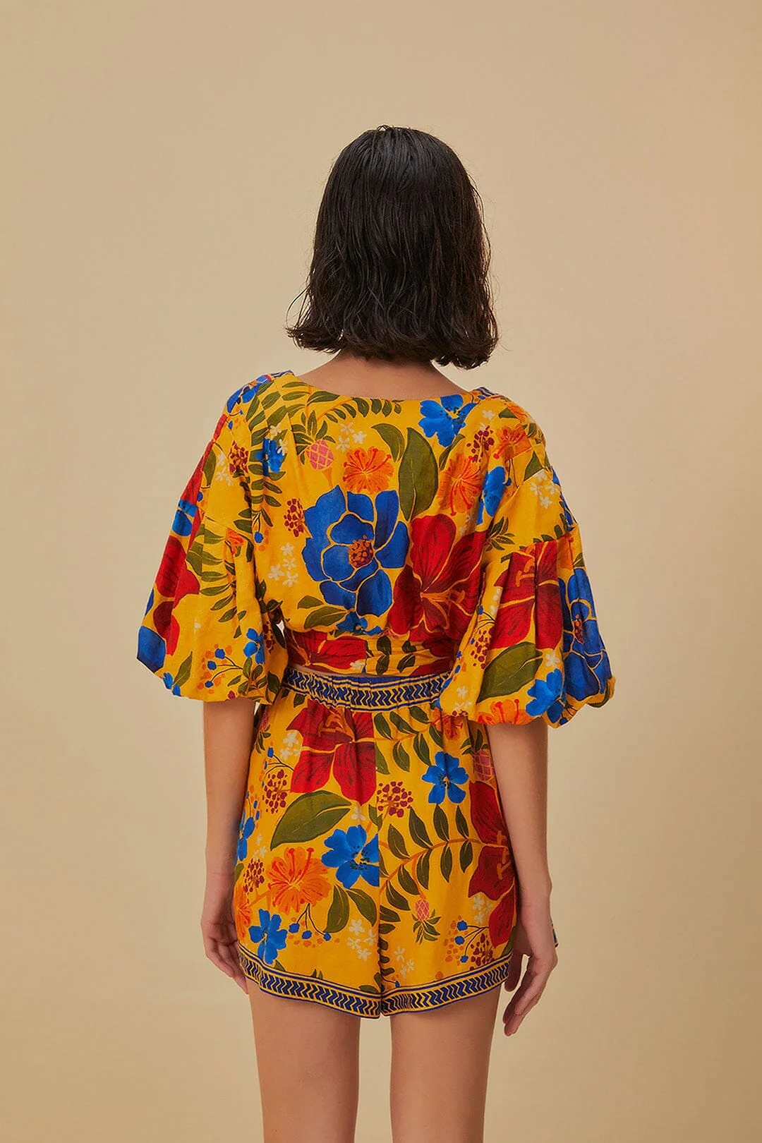 Yellow Floral Yard Lenzing™ Ecovero™ Euroflax™ Crop Top - Image 3