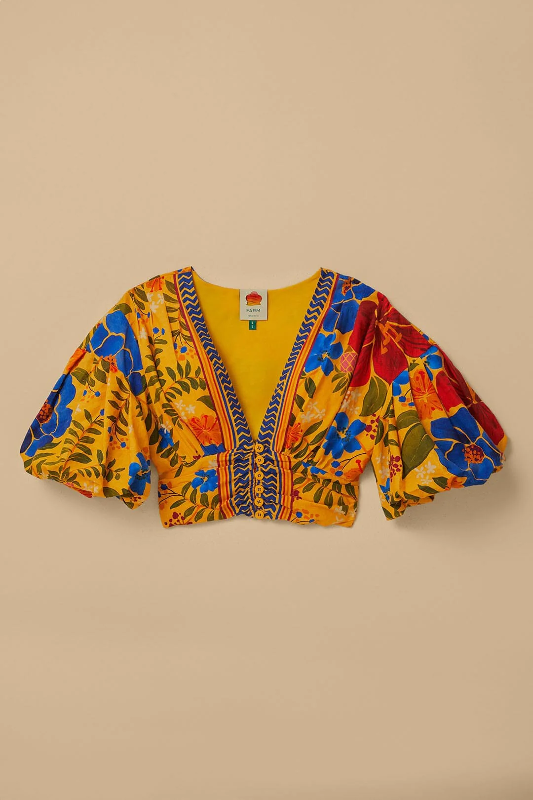 Yellow Floral Yard Lenzing™ Ecovero™ Euroflax™ Crop Top - Image 6