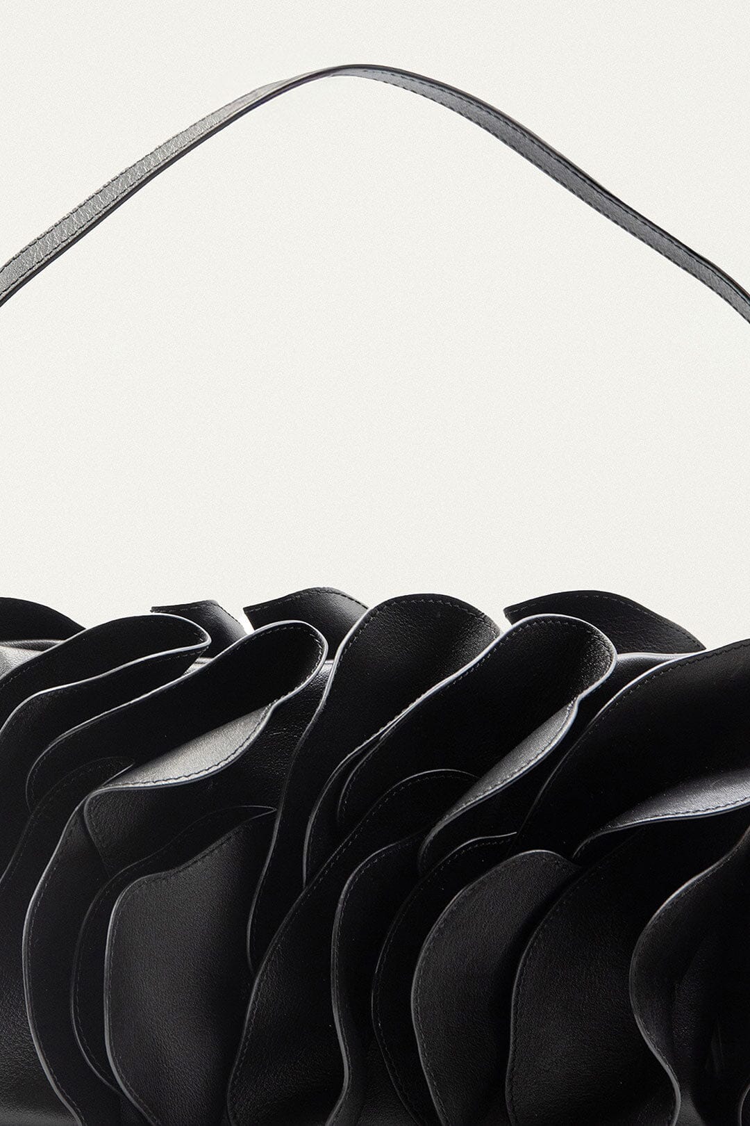 Black Leather Shoulder Flower Bag - Image 4