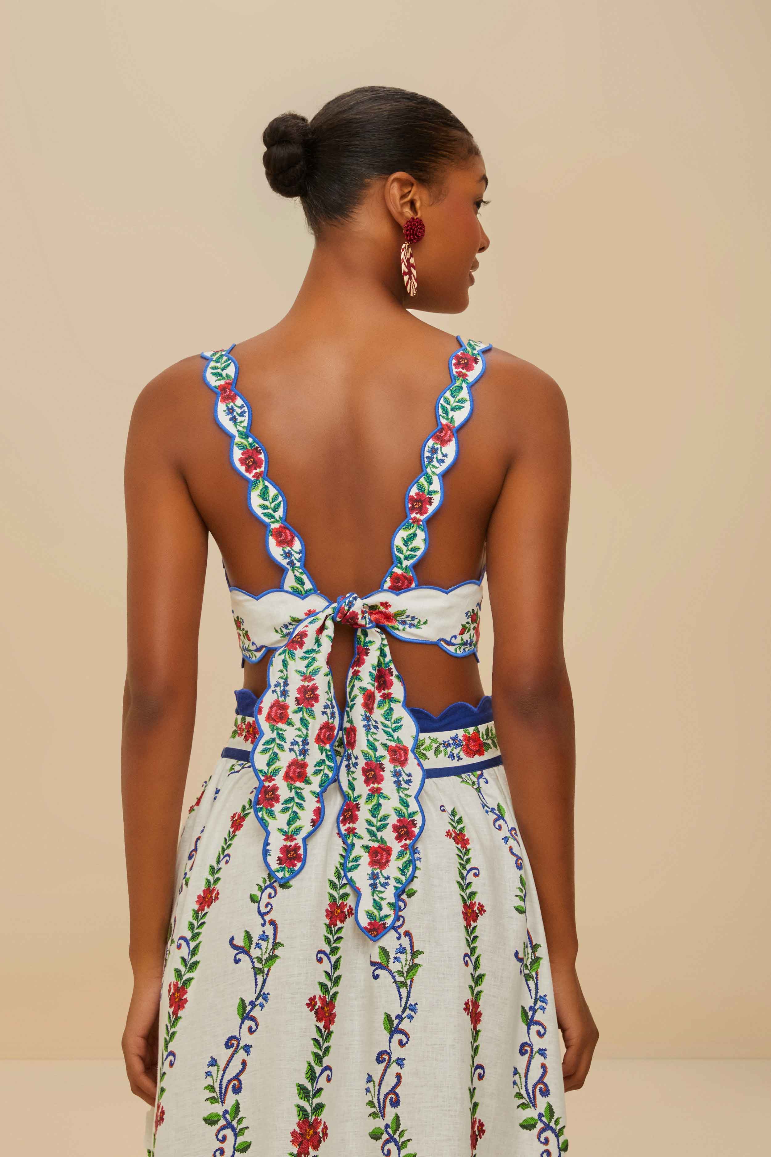 Off-White Flower Tapestry Euroflax™ Premium Linen Top - Image 4