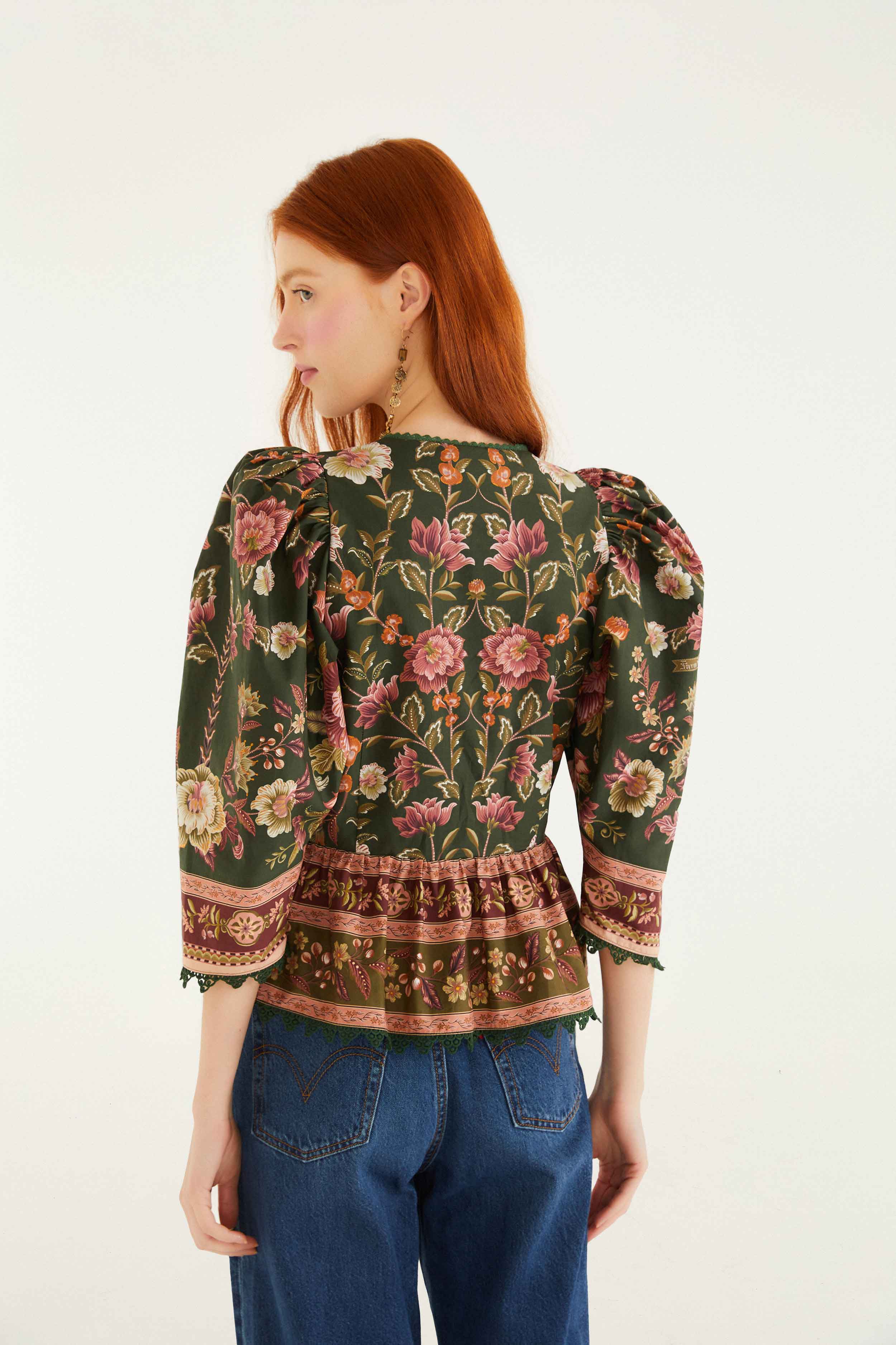 Green Flowering Garden Tree Blouse - Image 3