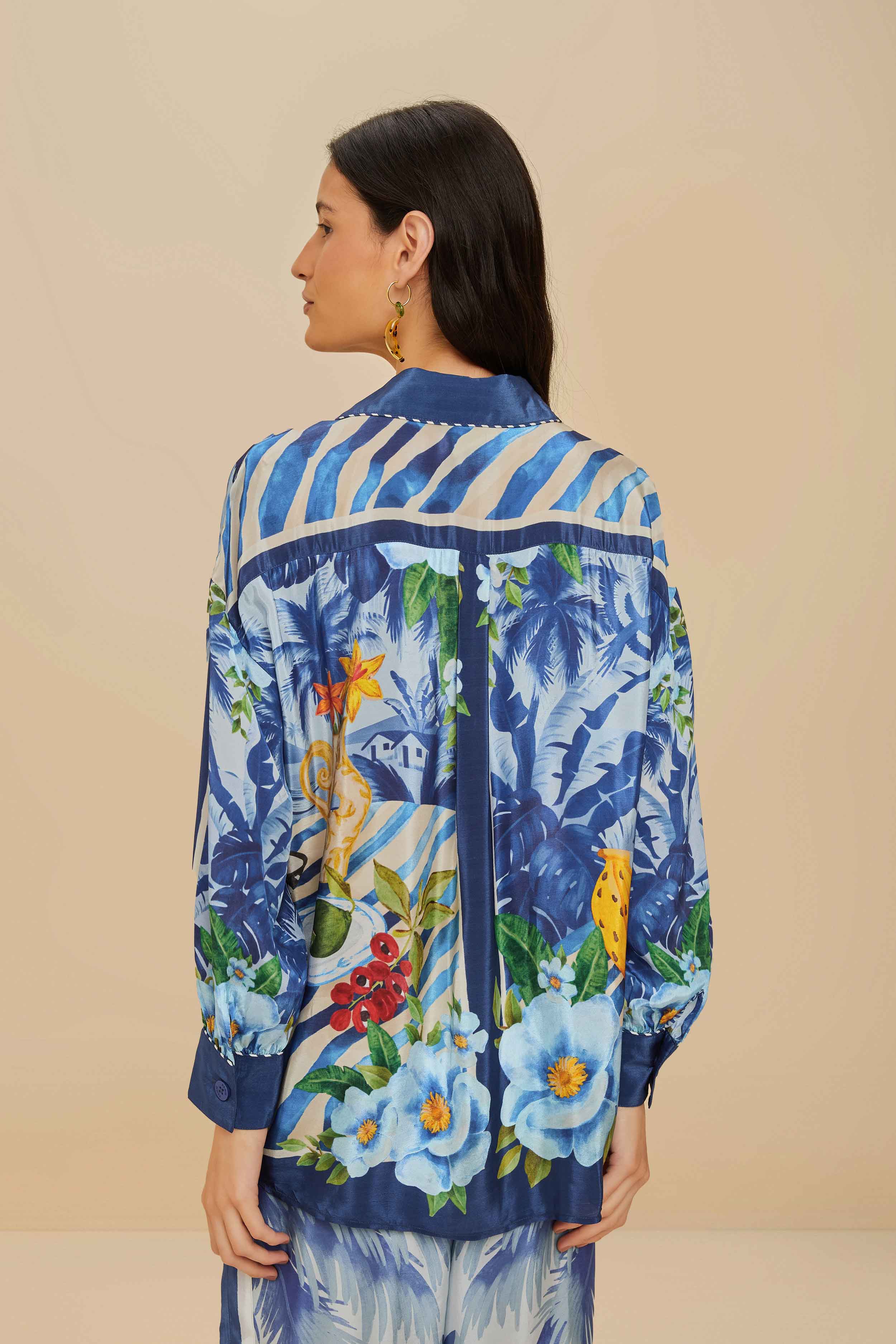 Blue Fresh Table Scarf Pajama Shirt - Image 3