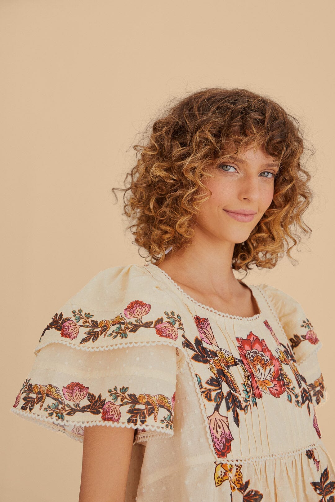 Sand Leopard Flowers Blouse - Image 3