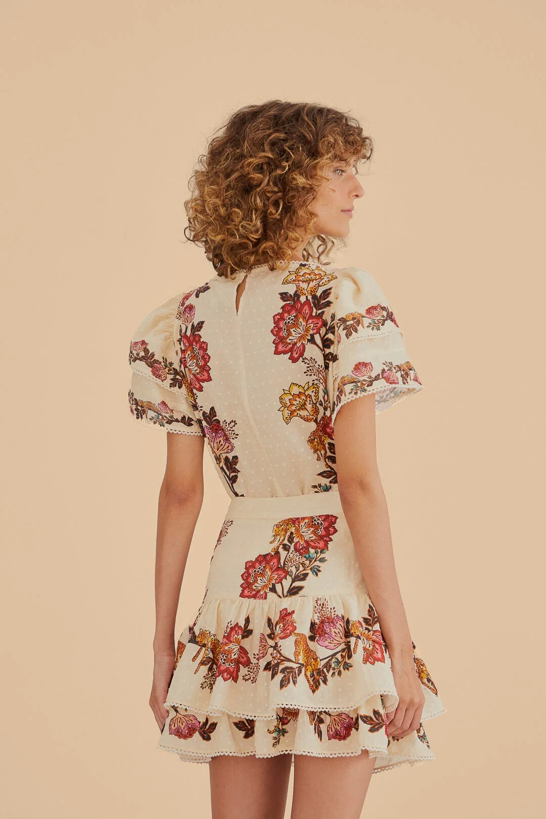 Sand Leopard Flowers Mini Skirt - Image 3