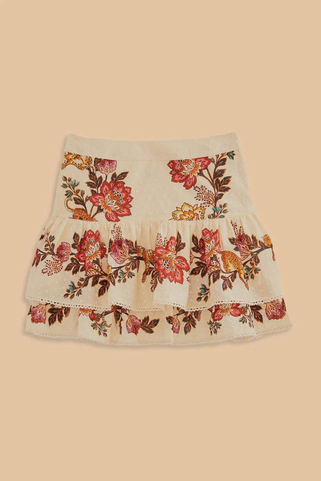 Sand Leopard Flowers Mini Skirt - Image 5