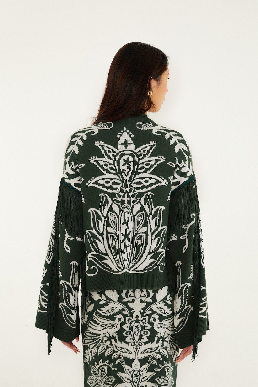 Dark Green Miranda Fringes Knit Sweater - Image 3