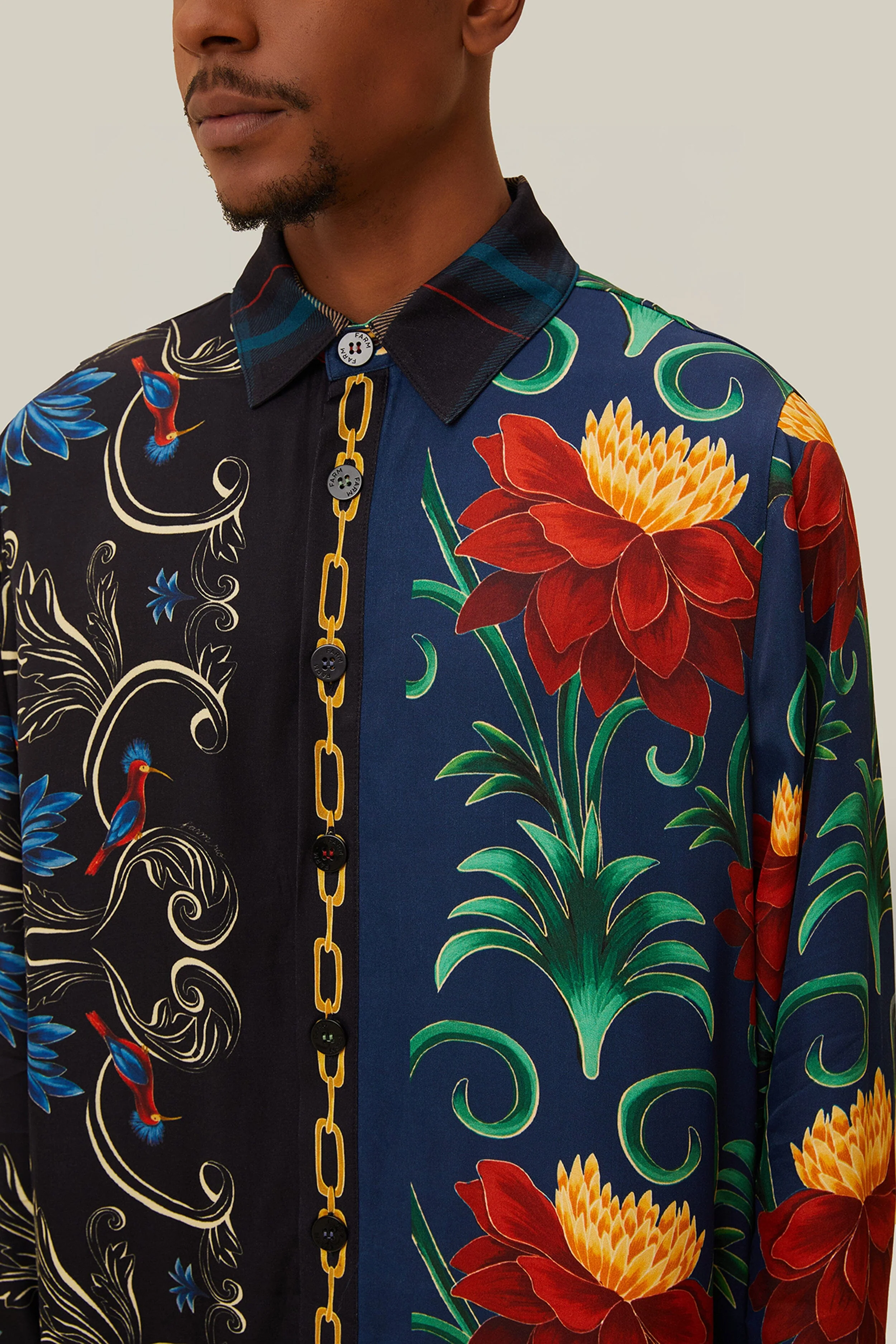 Black Mixed Arabesque Scarves Shirt - Image 3