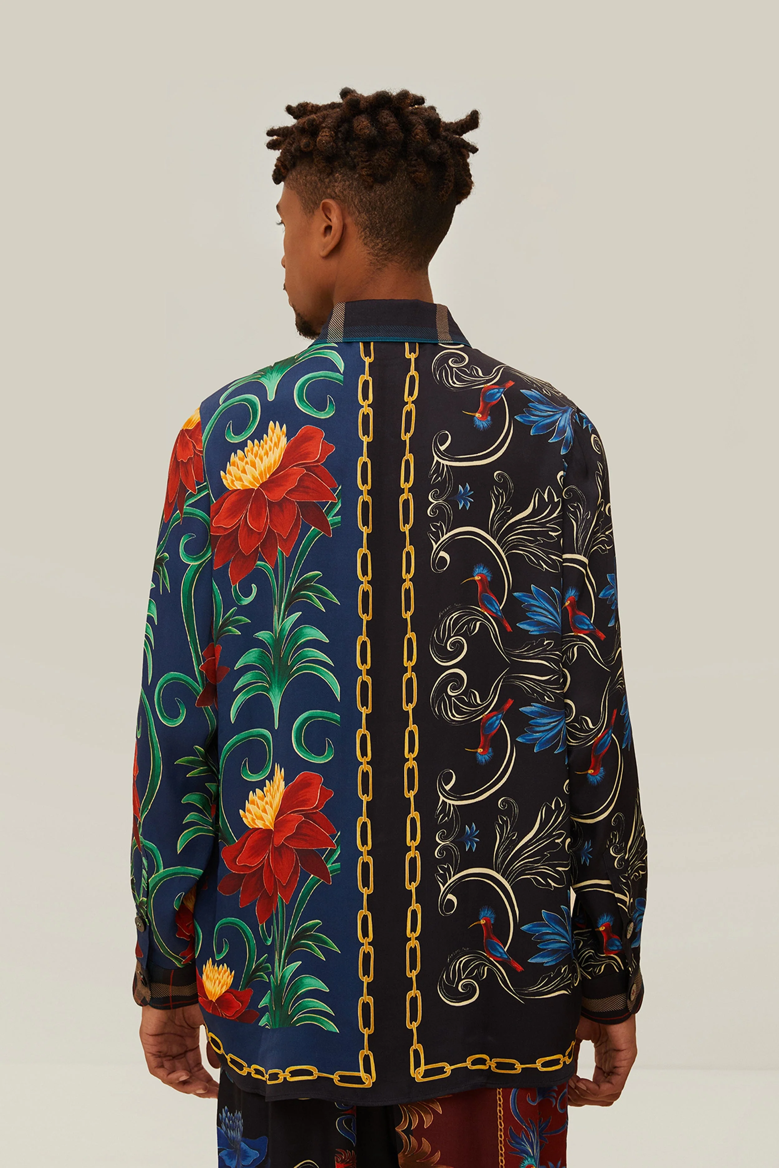 Black Mixed Arabesque Scarves Shirt - Image 4