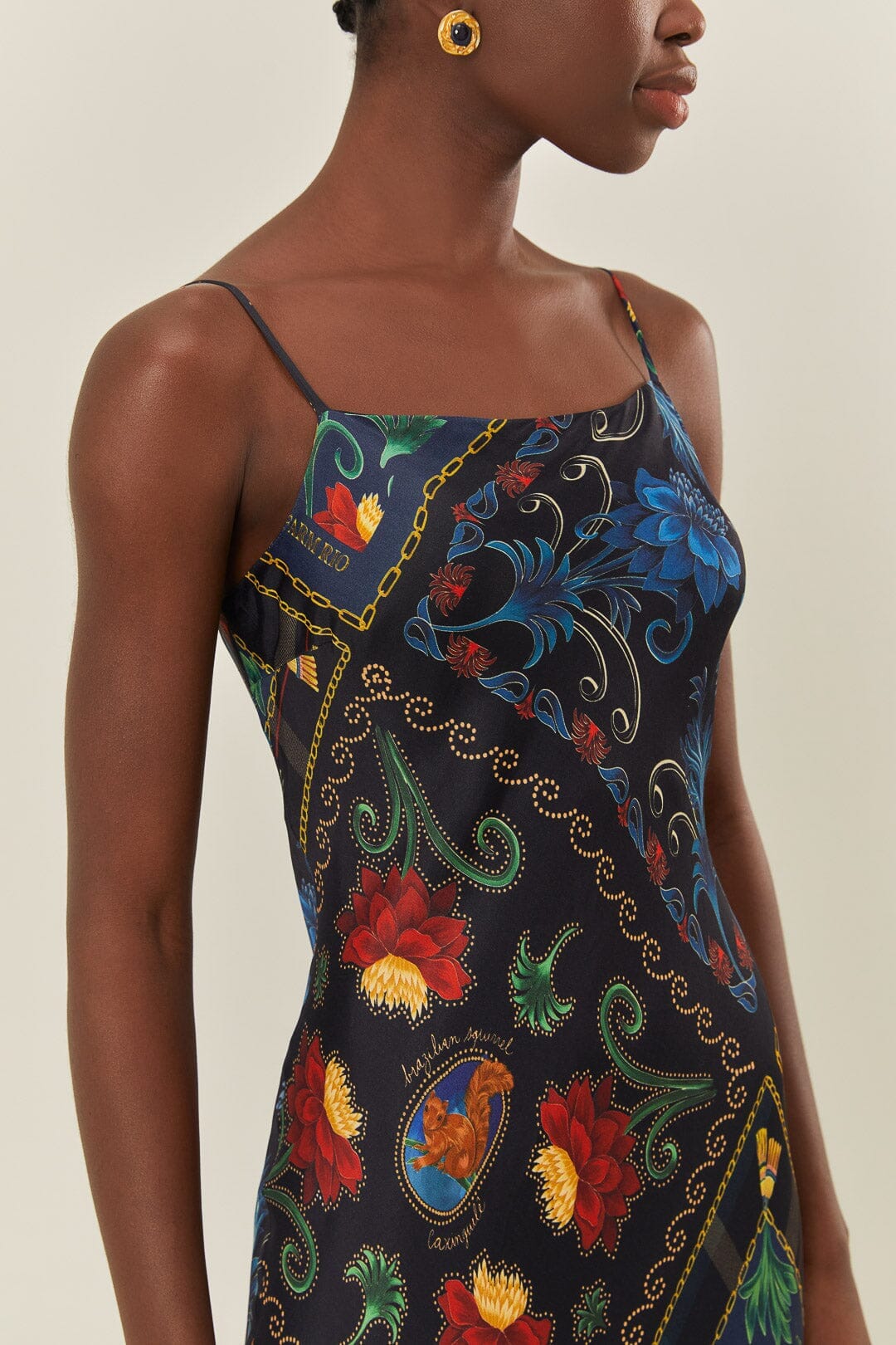 Black Mixed Arabesque Scarves Sleeveless LENZING™ ECOVERO™ Maxi Dress - Image 3