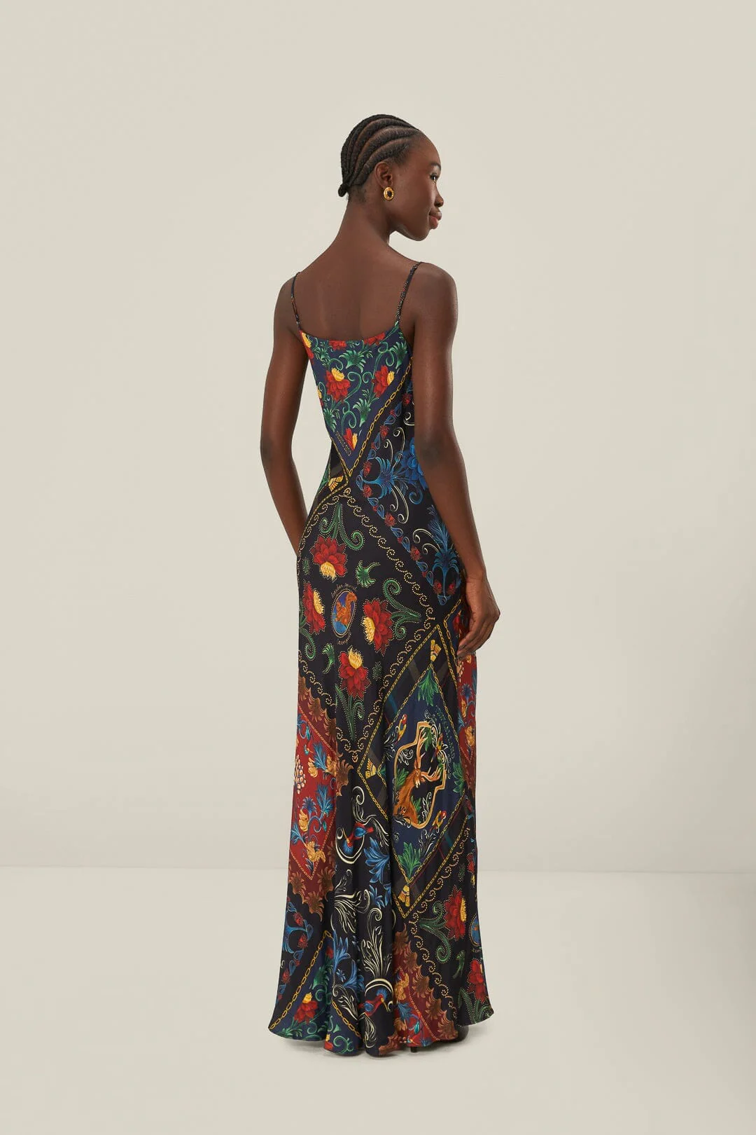 Black Mixed Arabesque Scarves Sleeveless LENZING™ ECOVERO™ Maxi Dress - Image 4