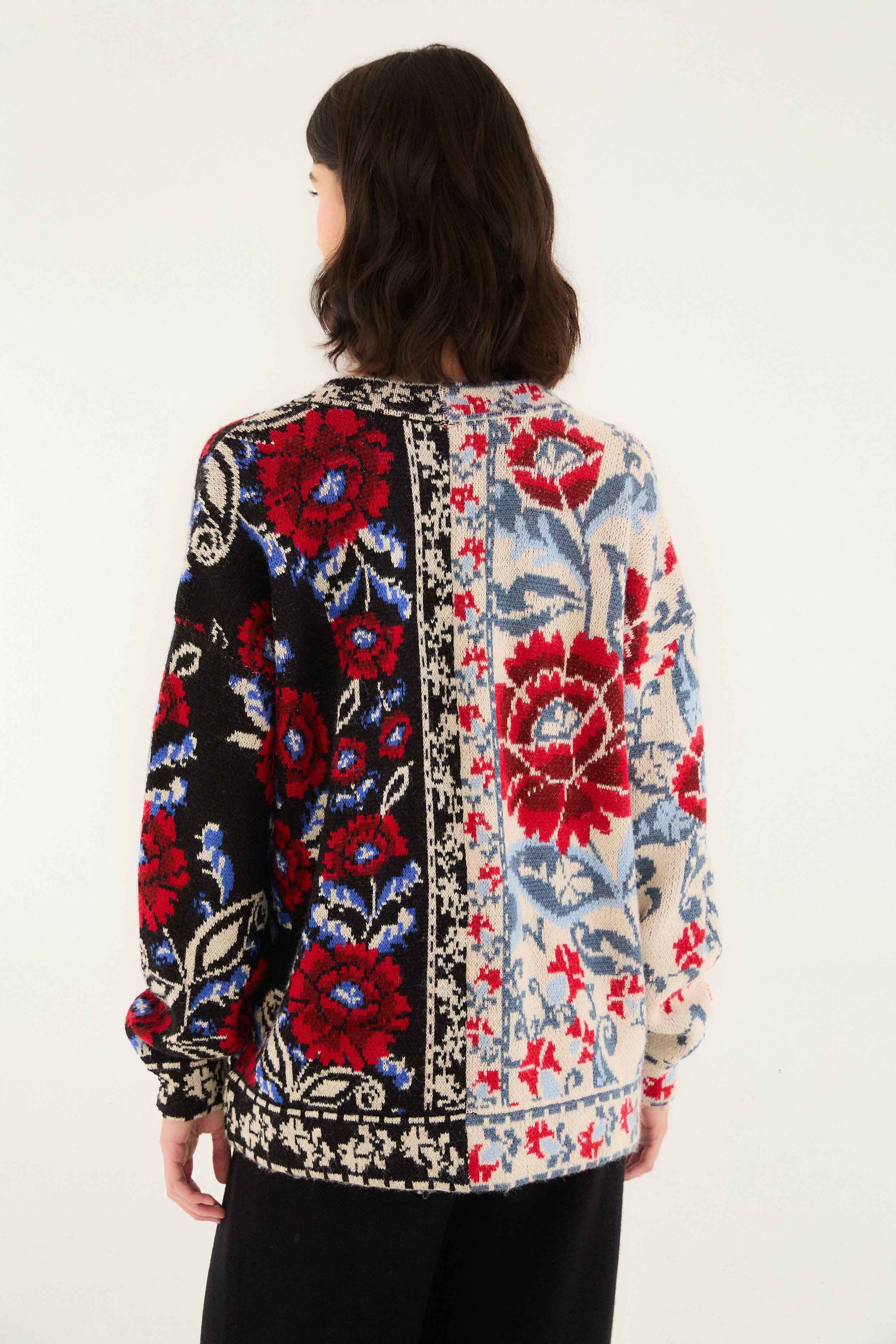 Black Mixed Valentina V Neck Knit Cardigan - Image 4