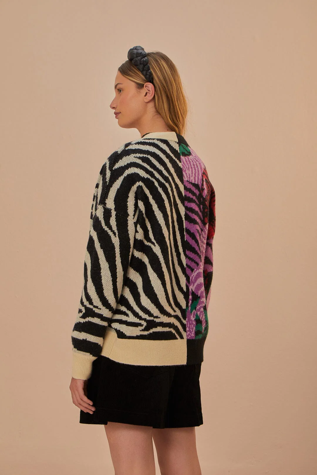 Mixed Zebra Prints Knit Cardigan - Image 4