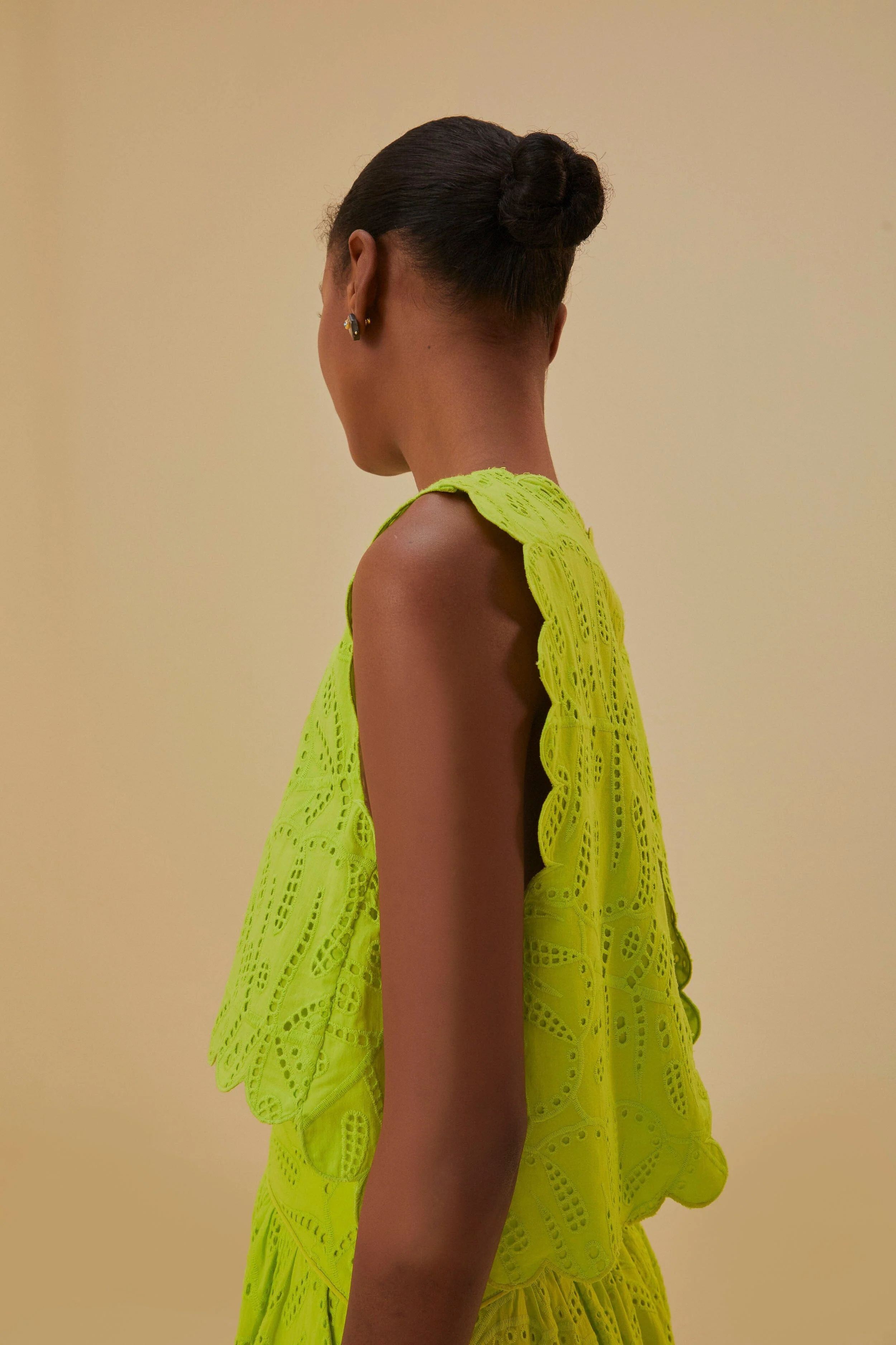 Green Monstera Eyelet Crop Top - Image 3