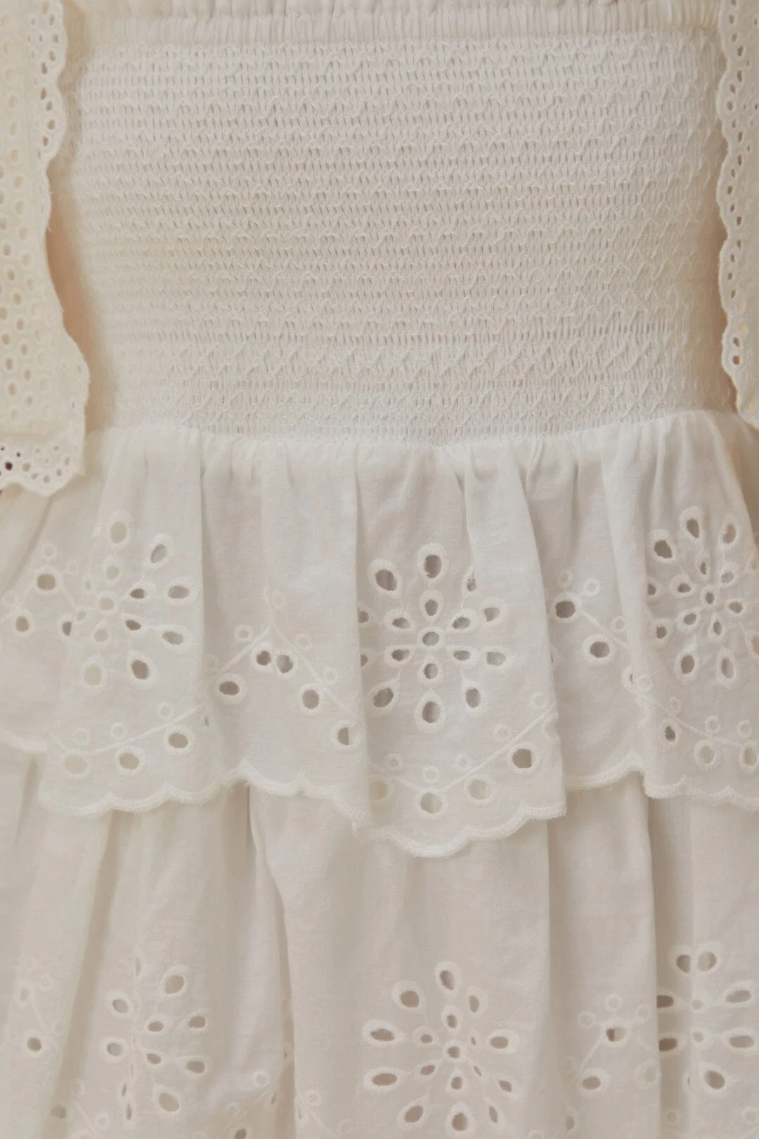 Off-White Embroidered Ruffle Midi Dress - Image 6