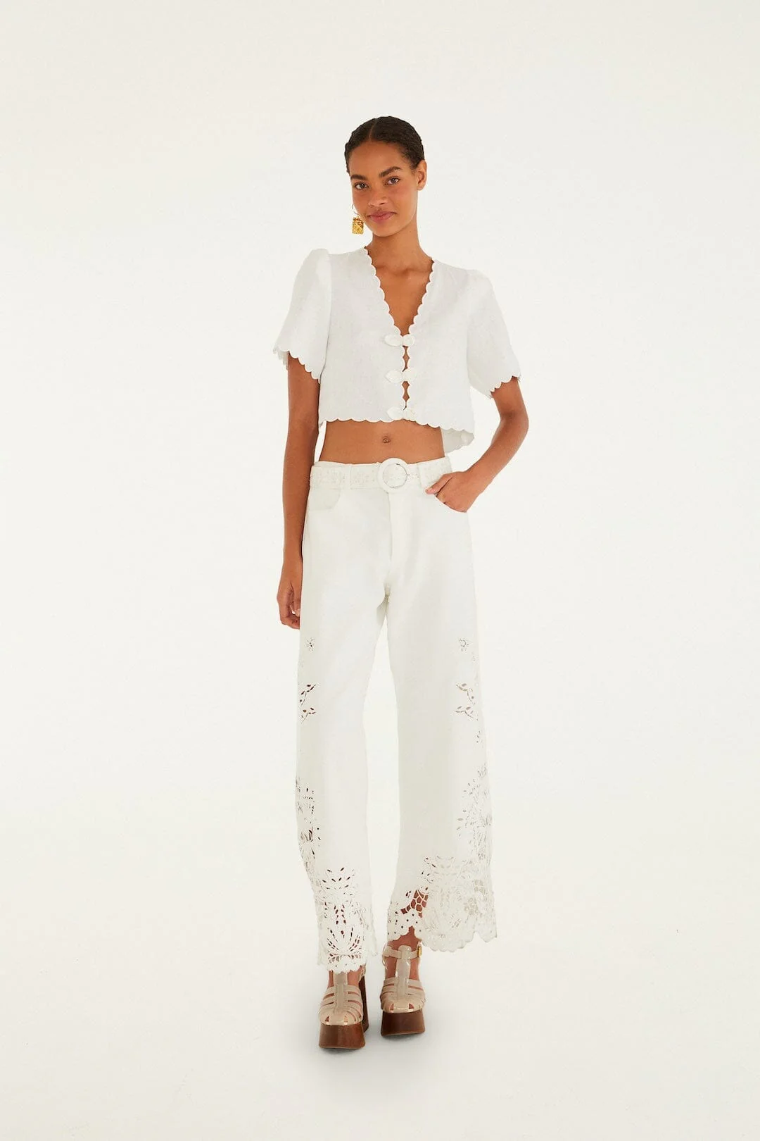 Off-White Roses Scallop Artisanal Top - Image 4
