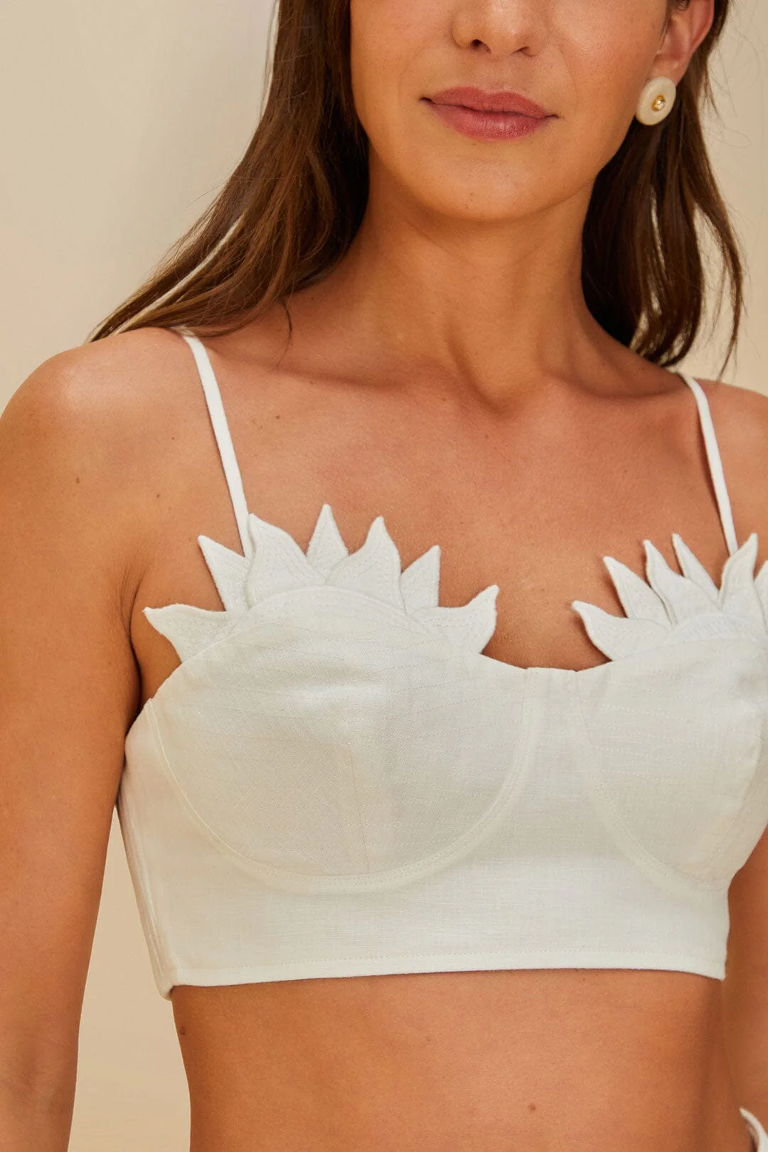 Off-White Sunrise Cup Euroflax™ Premium Linen Crop Top - Image 3