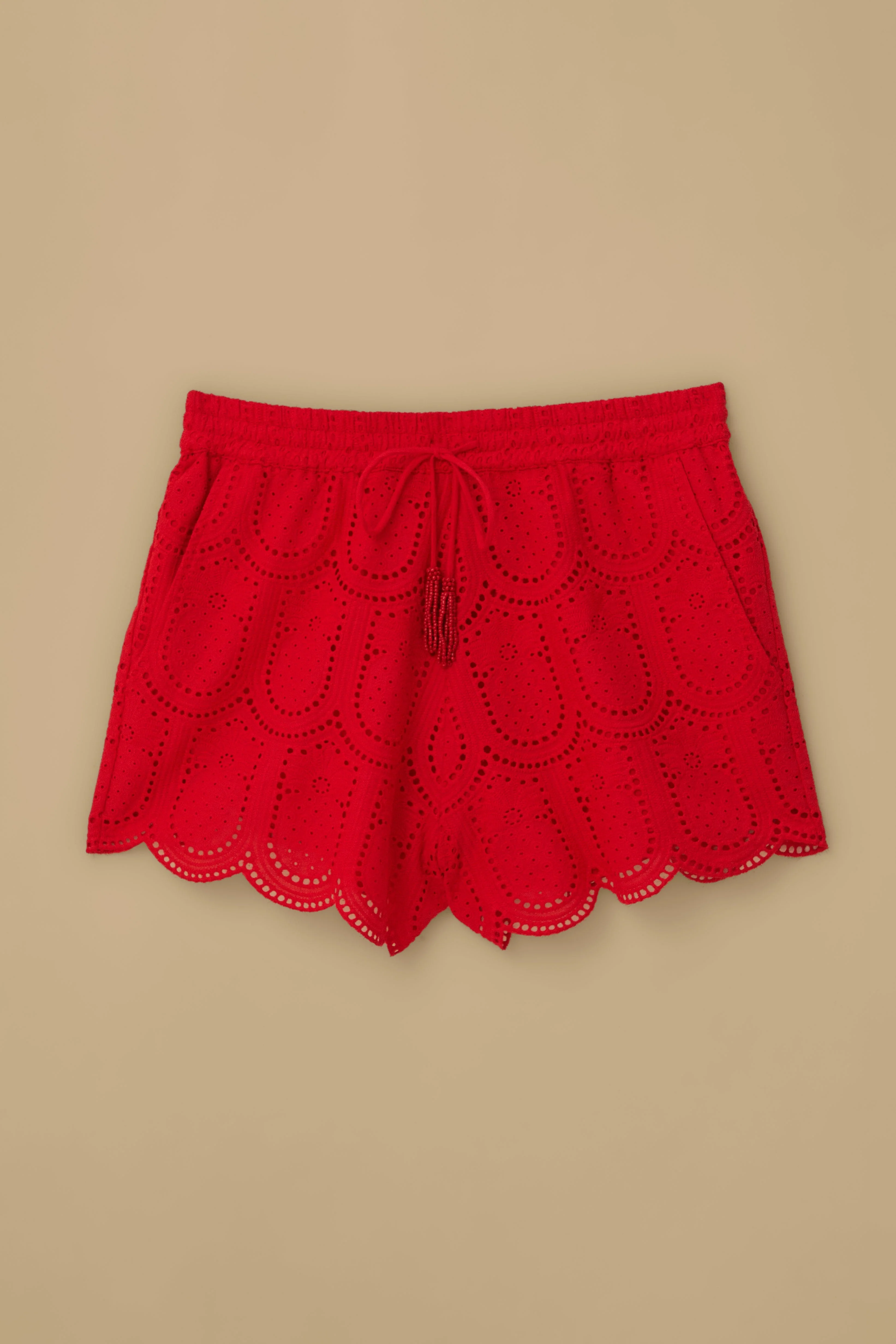 Red Pineapple Eyelet Shorts - Image 5
