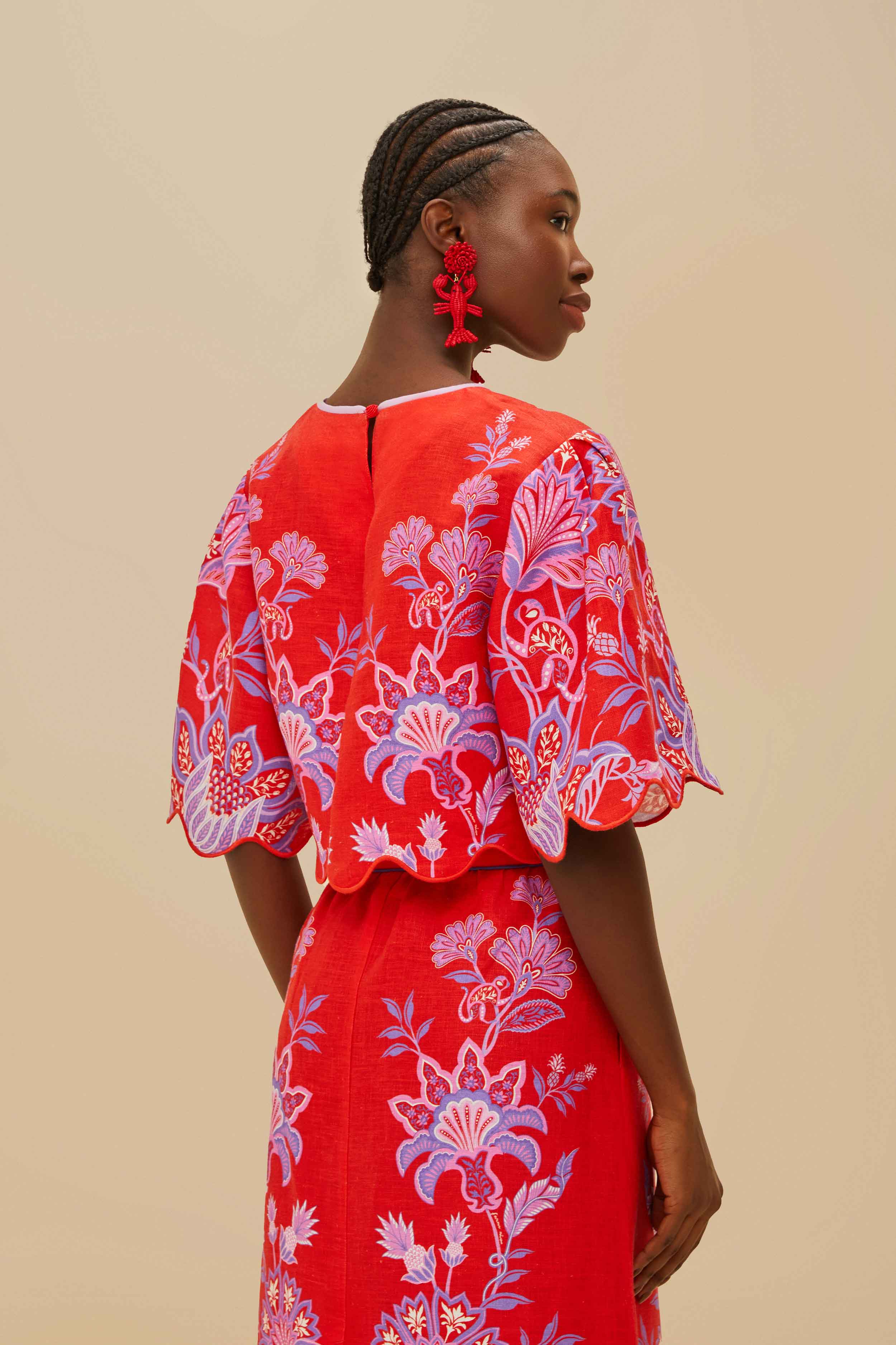 Red Porcelain Garden Euroflax™ Premium Linen Blouse - Image 4