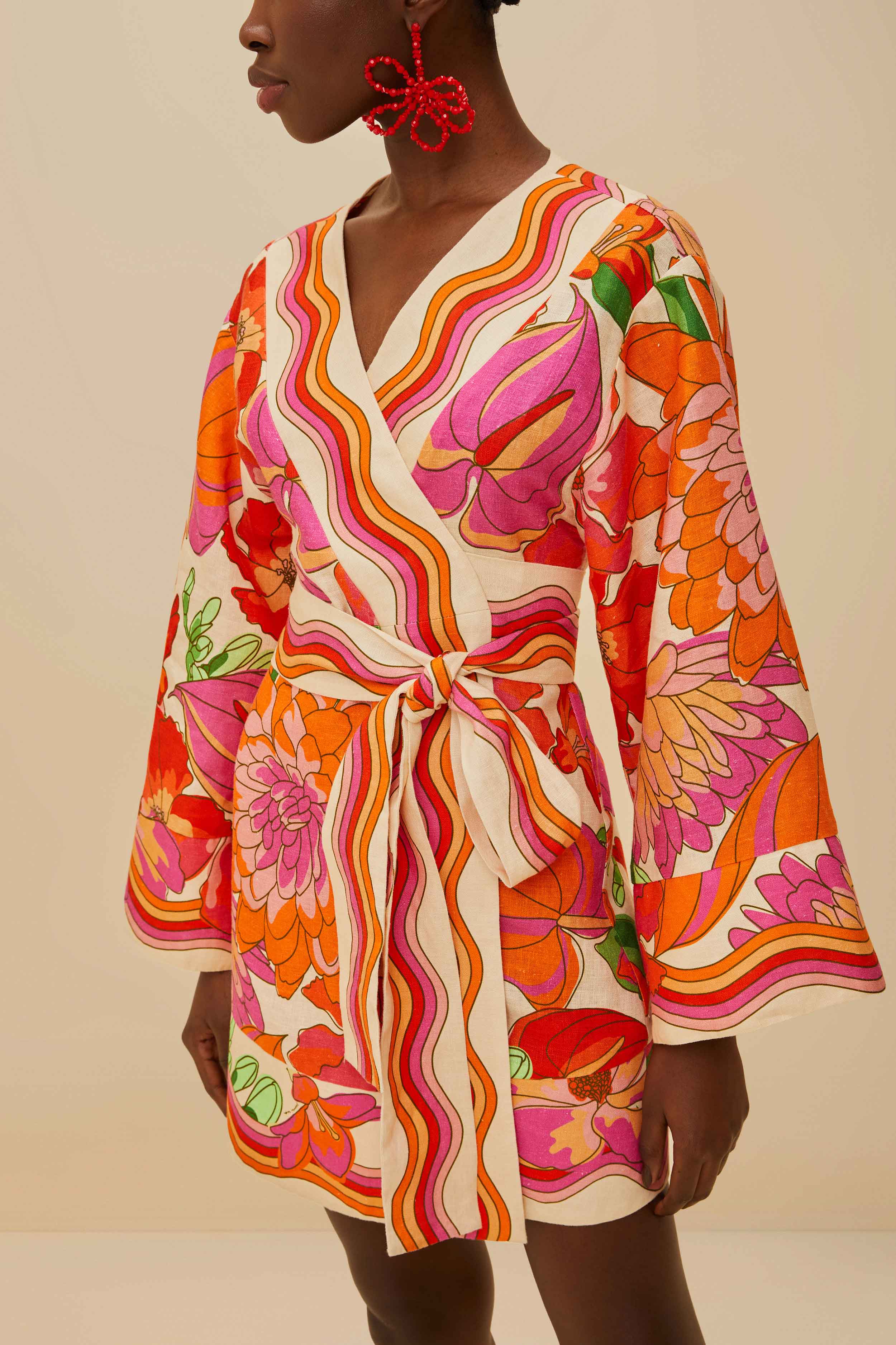 Beige Spring Affair Euroflax™ Premium Linen Mini Dress - Image 3
