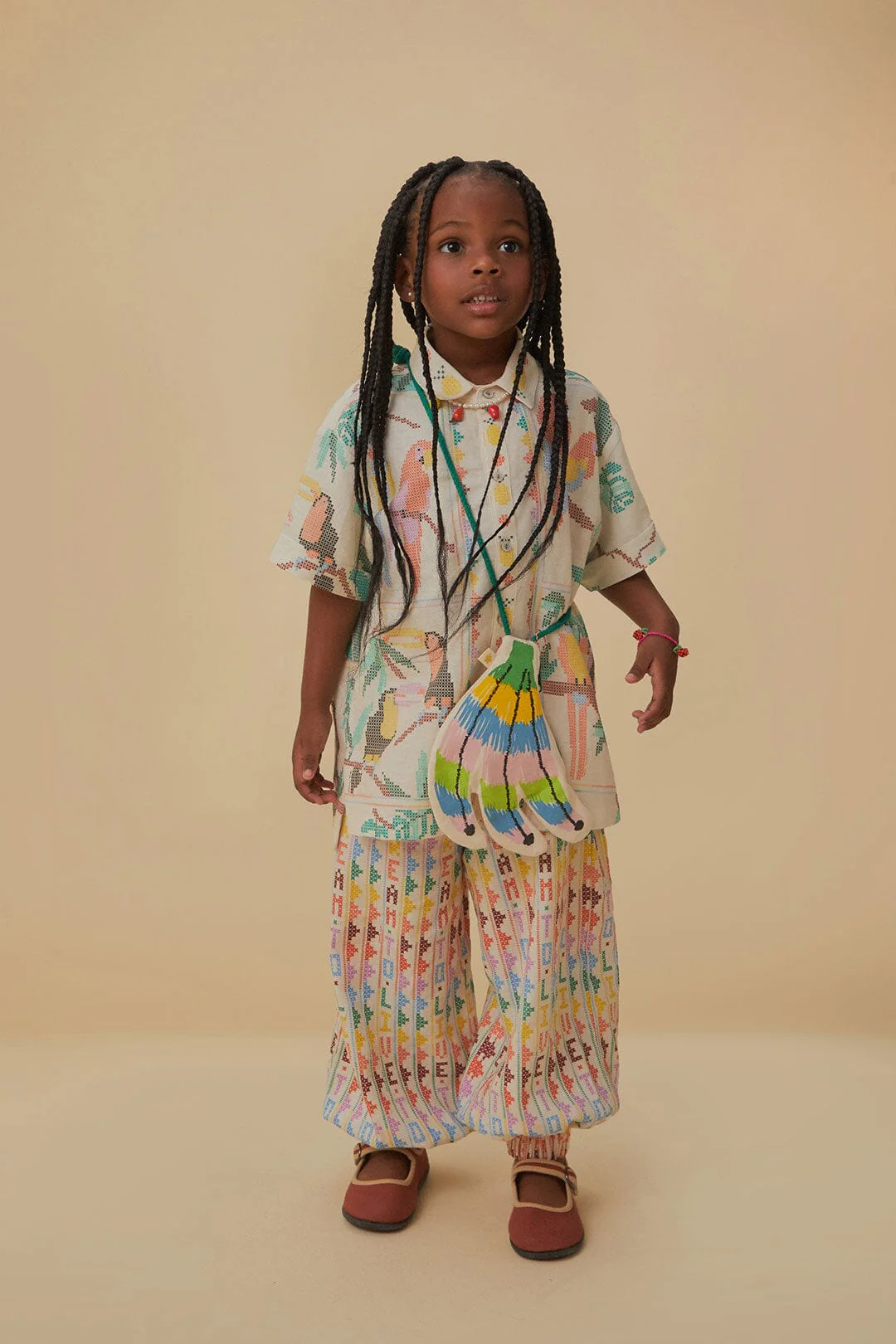 Stitched Birds Scarf Kids Shirt - Image 3