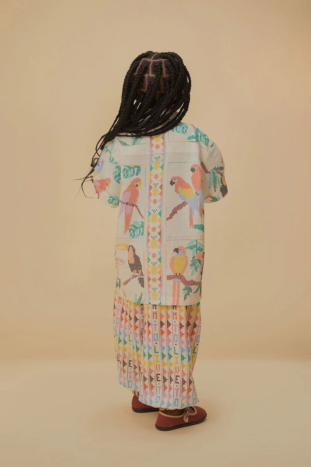 Stitched Birds Scarf Kids Shirt - Image 5