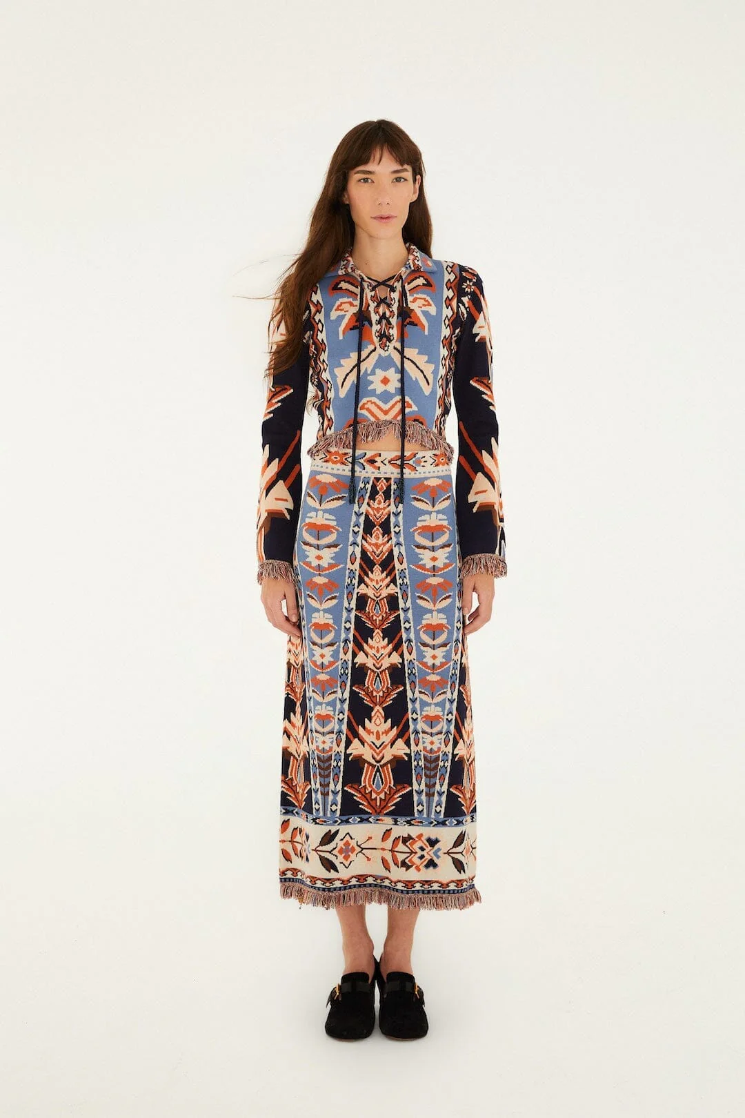 Multicolor Tapestry Fringes Knit Top - Image 4