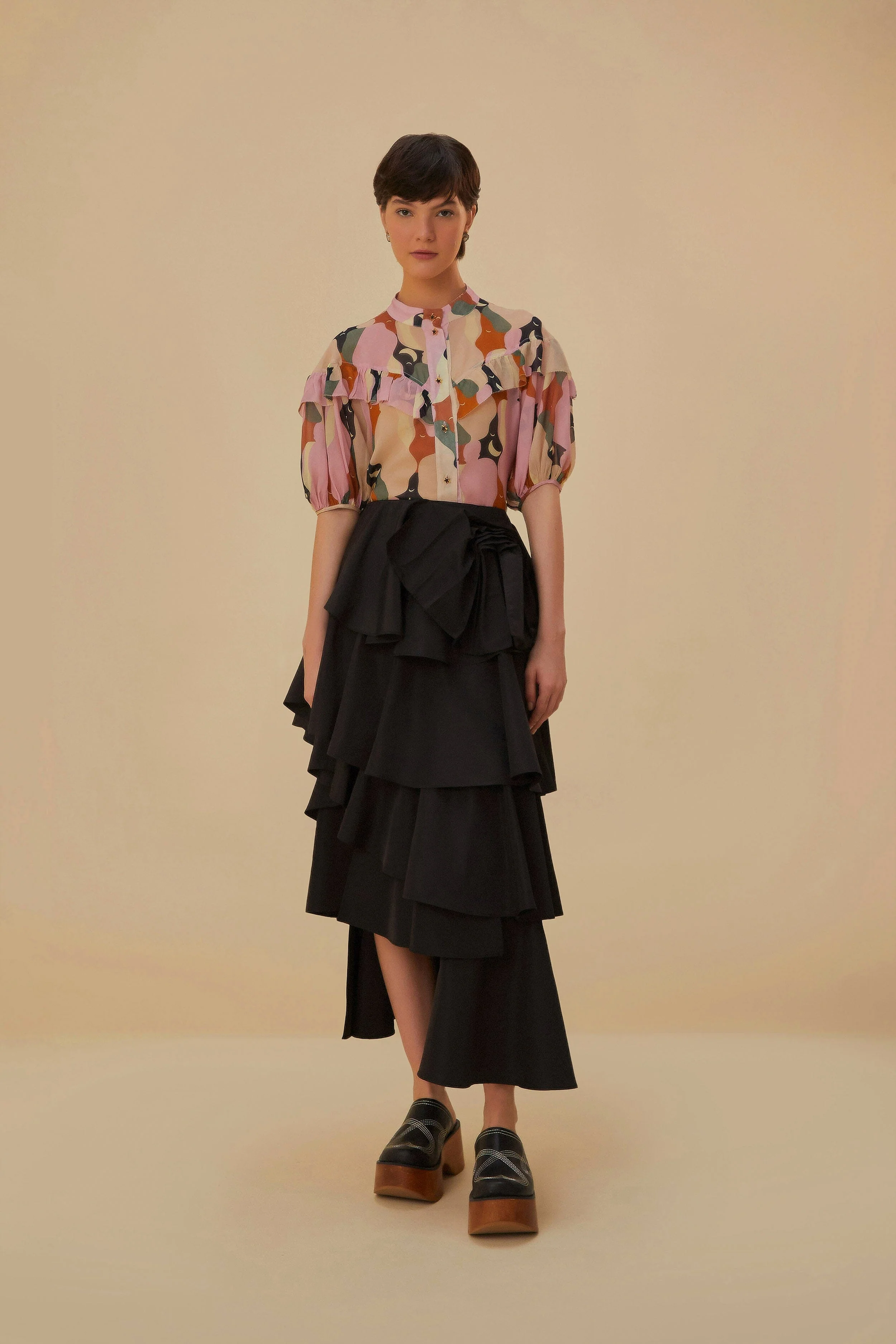 The Kiss Multicolor Short Sleeve Blouse - Image 3